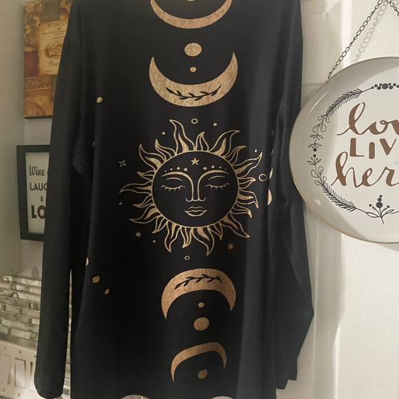 Jackets & Blazers - Black Long Sleeve cardigan with Gold Sun and Moon Design